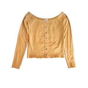 NWT Ardene Yellow Ribbed Long-Sleeve Top Small